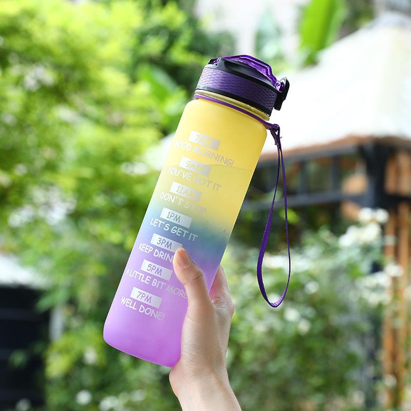 1L Gradient Water Bottle With Lid Portable Drinking Cup