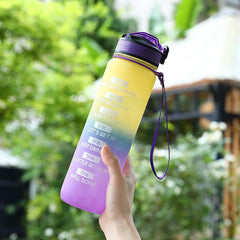 1L Gradient Water Bottle With Lid Portable Drinking Cup