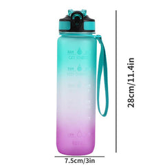 1L Gradient Water Bottle With Lid Portable Drinking Cup