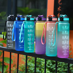 1L Gradient Water Bottle With Lid Portable Drinking Cup