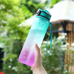 1L Gradient Water Bottle With Lid Portable Drinking Cup
