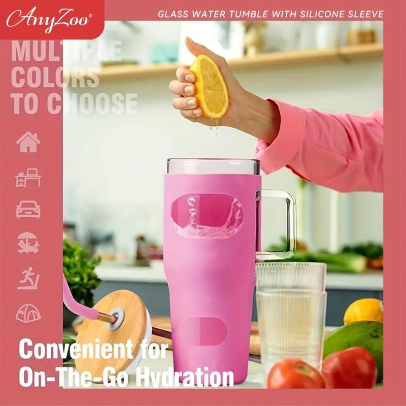 Anyzoo Tumbler With Straw 32oz Glass Cups Summer Drinkware