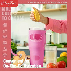 Anyzoo Tumbler With Straw 32oz Glass Cups Summer Drinkware