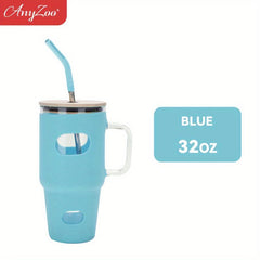 Anyzoo Tumbler With Straw 32oz Glass Cups Summer Drinkware