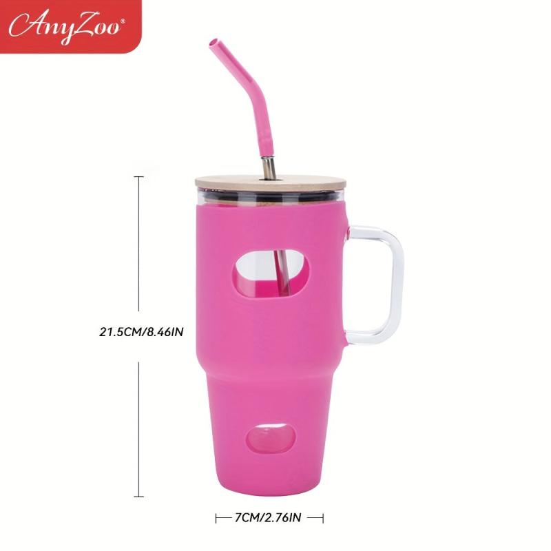 Anyzoo Tumbler With Straw 32oz Glass Cups Summer Drinkware