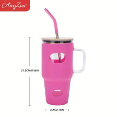 Anyzoo Tumbler With Straw 32oz Glass Cups Summer Drinkware