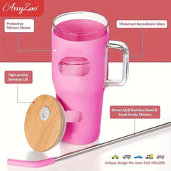 Anyzoo Tumbler With Straw 32oz Glass Cups Summer Drinkware