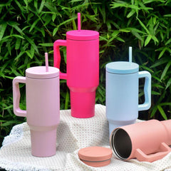 40oz Reusable Vacuum Tumbler Stainless Steel Cup with Straw