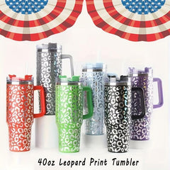 40oz Insulated Leopard Stainless Steel Tumbler - Vacuum Technology