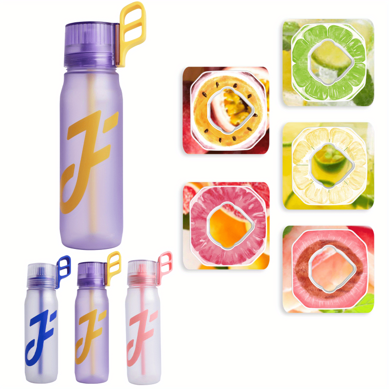 650ml Water Bottle with Straw, 5 Flavors Pods, BPA-Free