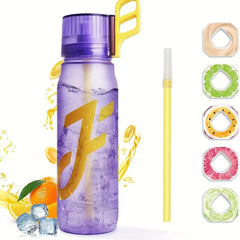650ml Water Bottle with Straw, 5 Flavors Pods, BPA-Free