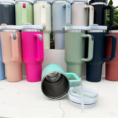 40oz Stainless Steel Tumbler Double Wall Lid & Handle Heavy Duty Water Cup