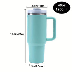 40oz Stainless Steel Tumbler Double Wall Lid & Handle Heavy Duty Water Cup