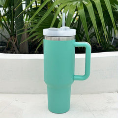 40oz Stainless Steel Tumbler Double Wall Lid & Handle Heavy Duty Water Cup