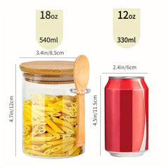 4 Sets Airtight Glass Jars With Lids And Spoons Clear Spice Jars