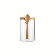 4 Sets Airtight Glass Jars With Lids And Spoons Clear Spice Jars