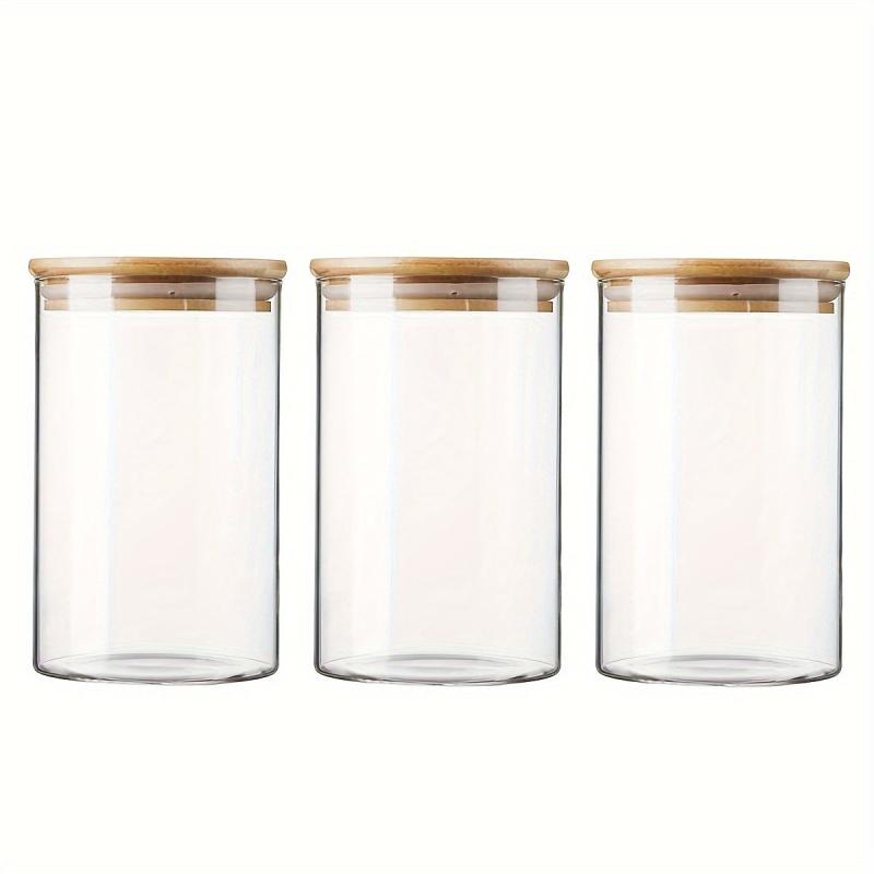 Set of 4 Glass Jars with Airtight Bamboo Lids