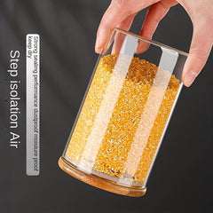 Set of 4 Glass Jars with Airtight Bamboo Lids