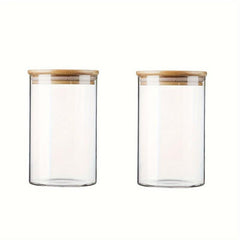 Set of 4 Glass Jars with Airtight Bamboo Lids