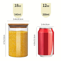 Set of 4 Glass Jars with Airtight Bamboo Lids