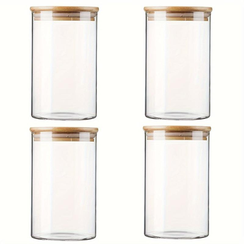Set of 4 Glass Jars with Airtight Bamboo Lids