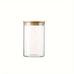 Set of 4 Glass Jars with Airtight Bamboo Lids