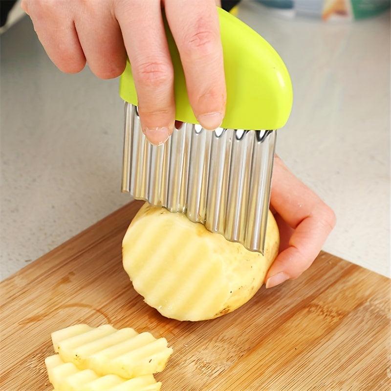 Crinkle Cutter Wavy Chopper Stainless Steel Blade Kitchen Tool