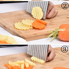 Crinkle Cutter Wavy Chopper Stainless Steel Blade Kitchen Tool