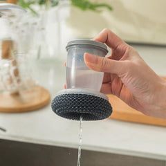 Kitchen Soap Dispensing Brush with Holder for Dishes and Countertops