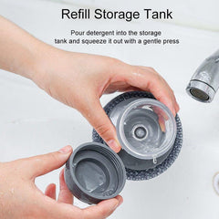Kitchen Soap Dispensing Brush with Holder for Dishes and Countertops