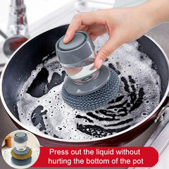 Kitchen Soap Dispensing Brush with Holder for Dishes and Countertops