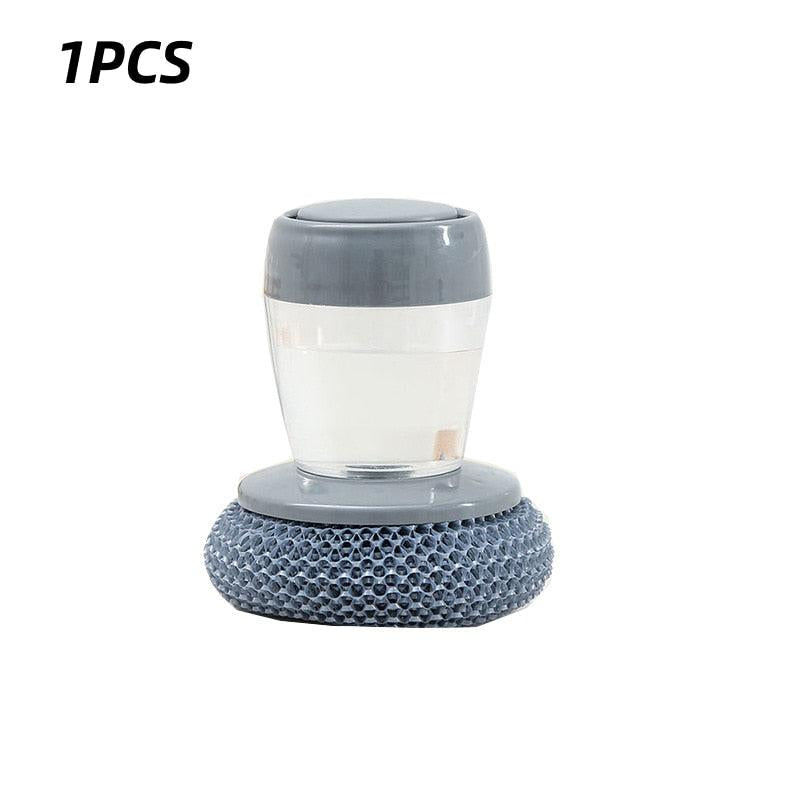 Kitchen Soap Dispensing Brush with Holder for Dishes and Countertops