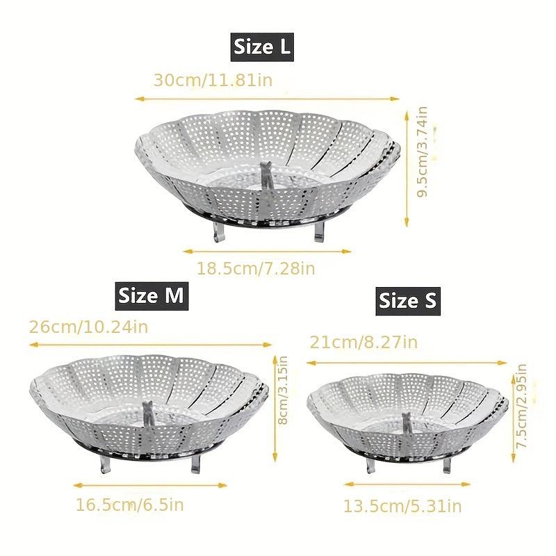 Telescopic Stainless Steel Steamer Basket Foldable Steaming Rack