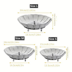 Telescopic Stainless Steel Steamer Basket Foldable Steaming Rack