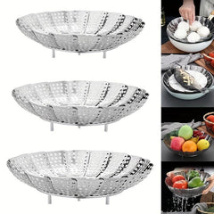 Telescopic Stainless Steel Steamer Basket Foldable Steaming Rack