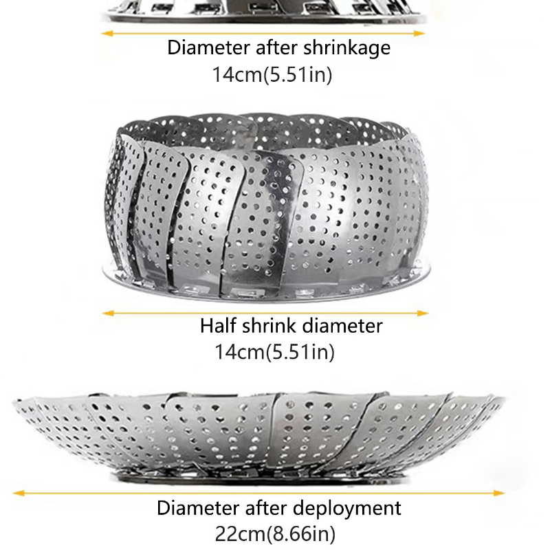 1pc Stainless Steel Steamer Rack Retractable Plate Household Food Steamer Basket