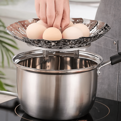 1pc Stainless Steel Steamer Rack Retractable Plate Household Food Steamer Basket
