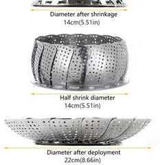 1pc Stainless Steel Steamer Rack Retractable Plate Household Food Steamer Basket