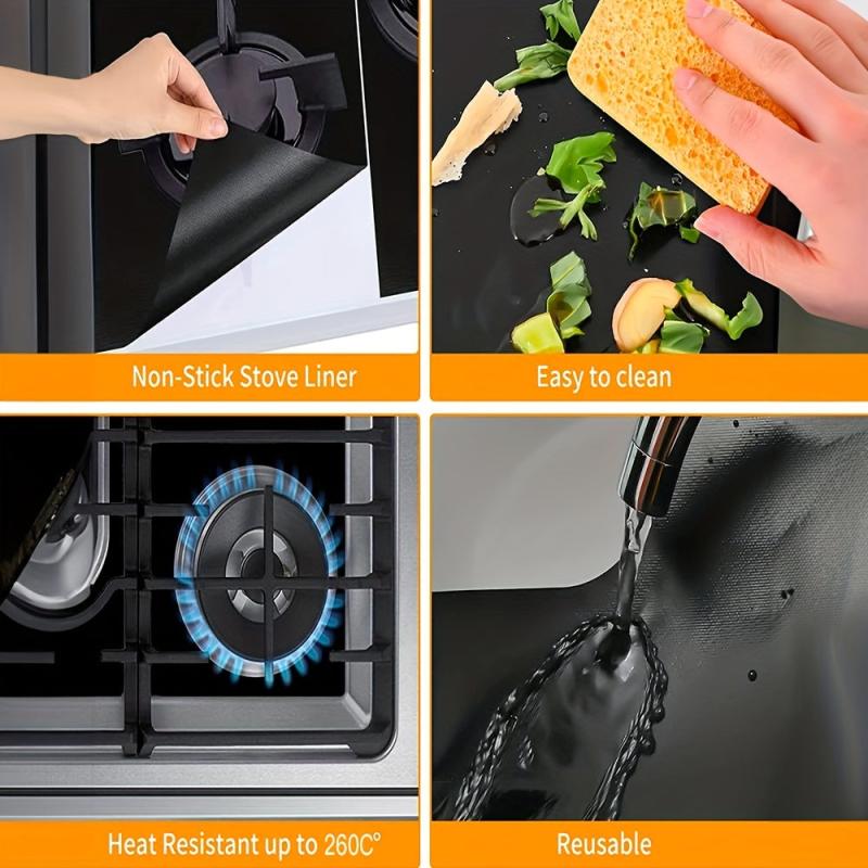 3pcs Gas Range Stove Protector Liners Heat Resistant Cover Reusable Burner Cover