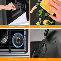 3pcs Gas Range Stove Protector Liners Heat Resistant Cover Reusable Burner Cover