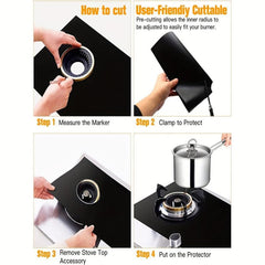 3pcs Gas Range Stove Protector Liners Heat Resistant Cover Reusable Burner Cover