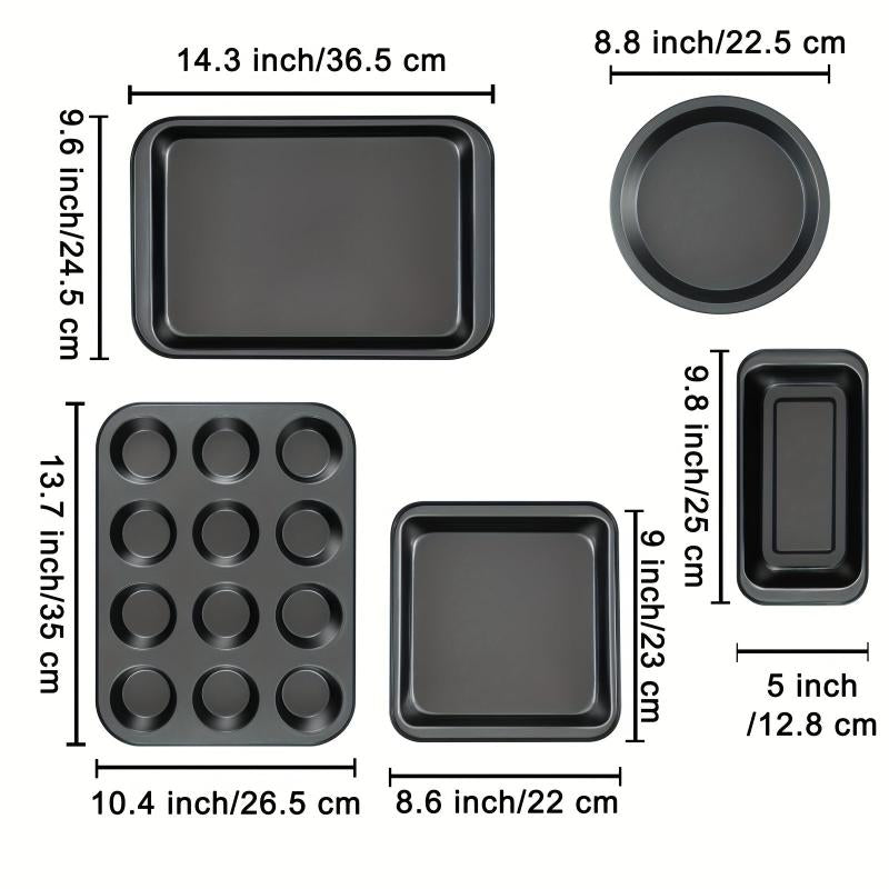 Nonstick Bakeware Set: Round Square Cake Pan Muffin Loaf Roast Baking Sheets