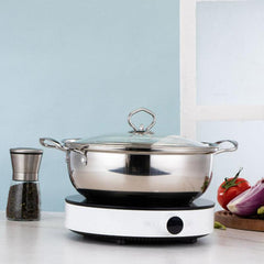 1pc Stockpot With Glass Lid 27 Stainless Steel Cooking Pot