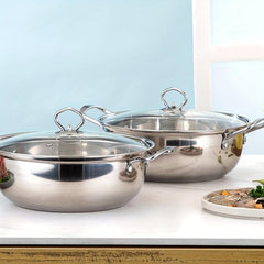 1pc Stockpot With Glass Lid 27 Stainless Steel Cooking Pot