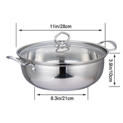 1pc Stockpot With Glass Lid 27 Stainless Steel Cooking Pot