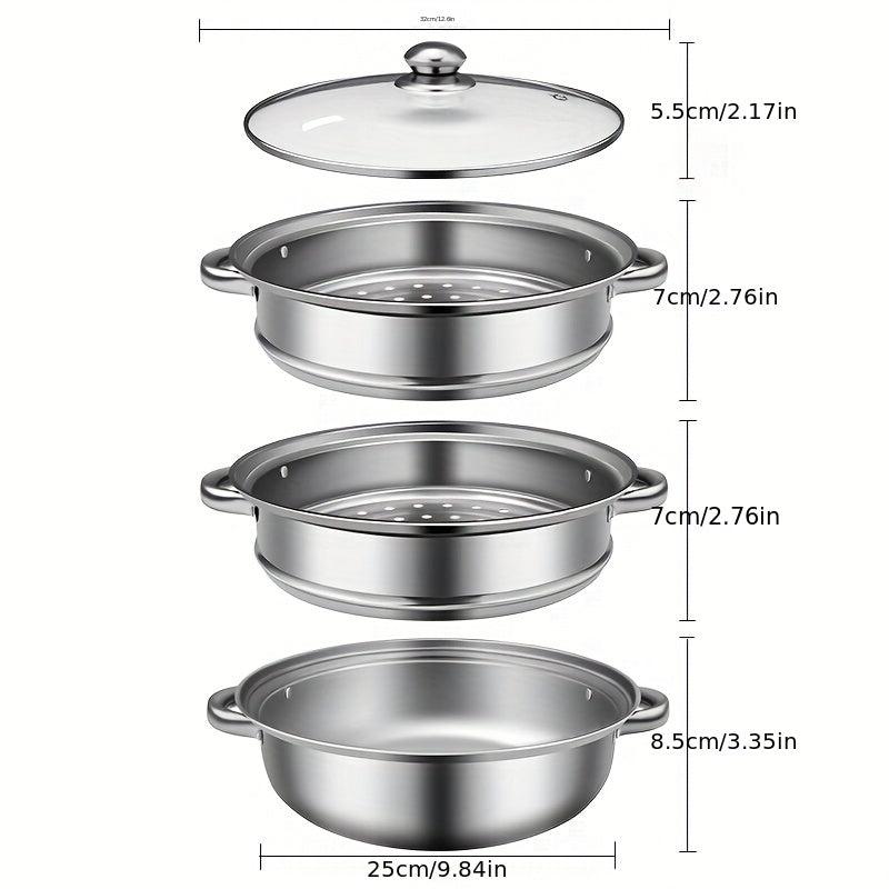 Purpose Stainless Steel Steamer Set with Lid Vegetarian Cooking Healthy Meals