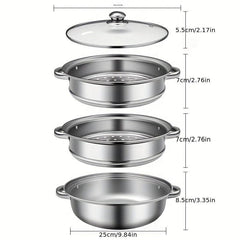 Purpose Stainless Steel Steamer Set with Lid Vegetarian Cooking Healthy Meals
