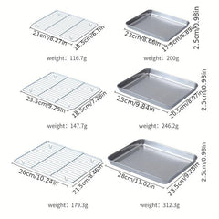 Stainless Steel Mesh Oven Tray Rectangular Barbecue Pan Drain Rack
