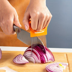 Stainless Steel Onion Holder For Slicing Onion Cutter Kitchen Gadgets