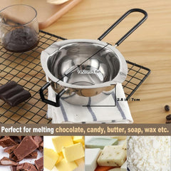 Stainless Steel Double Boiler Pot Set 600ml & 1600ml with Spatula